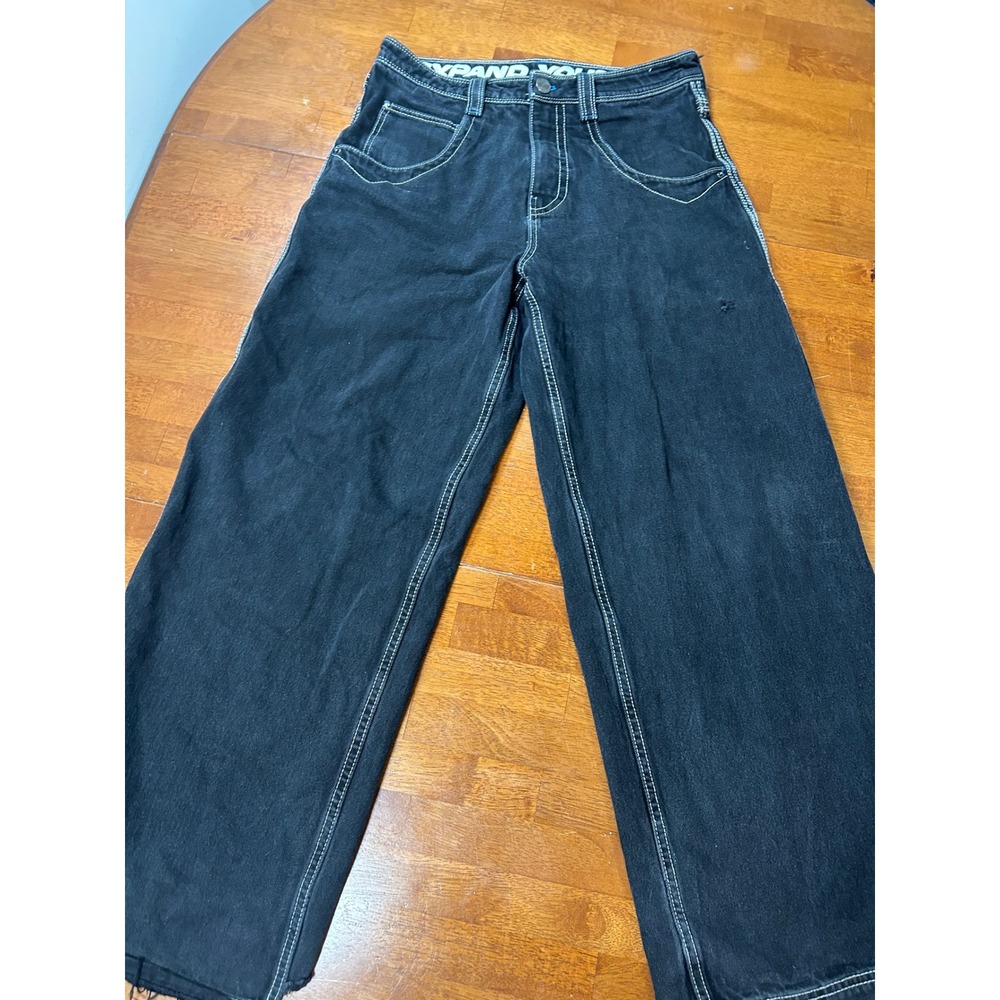A.LAB Mega Rave Black Wide Leg Skateboarding Y2K Jeans Pants Size 30x30 Baggy